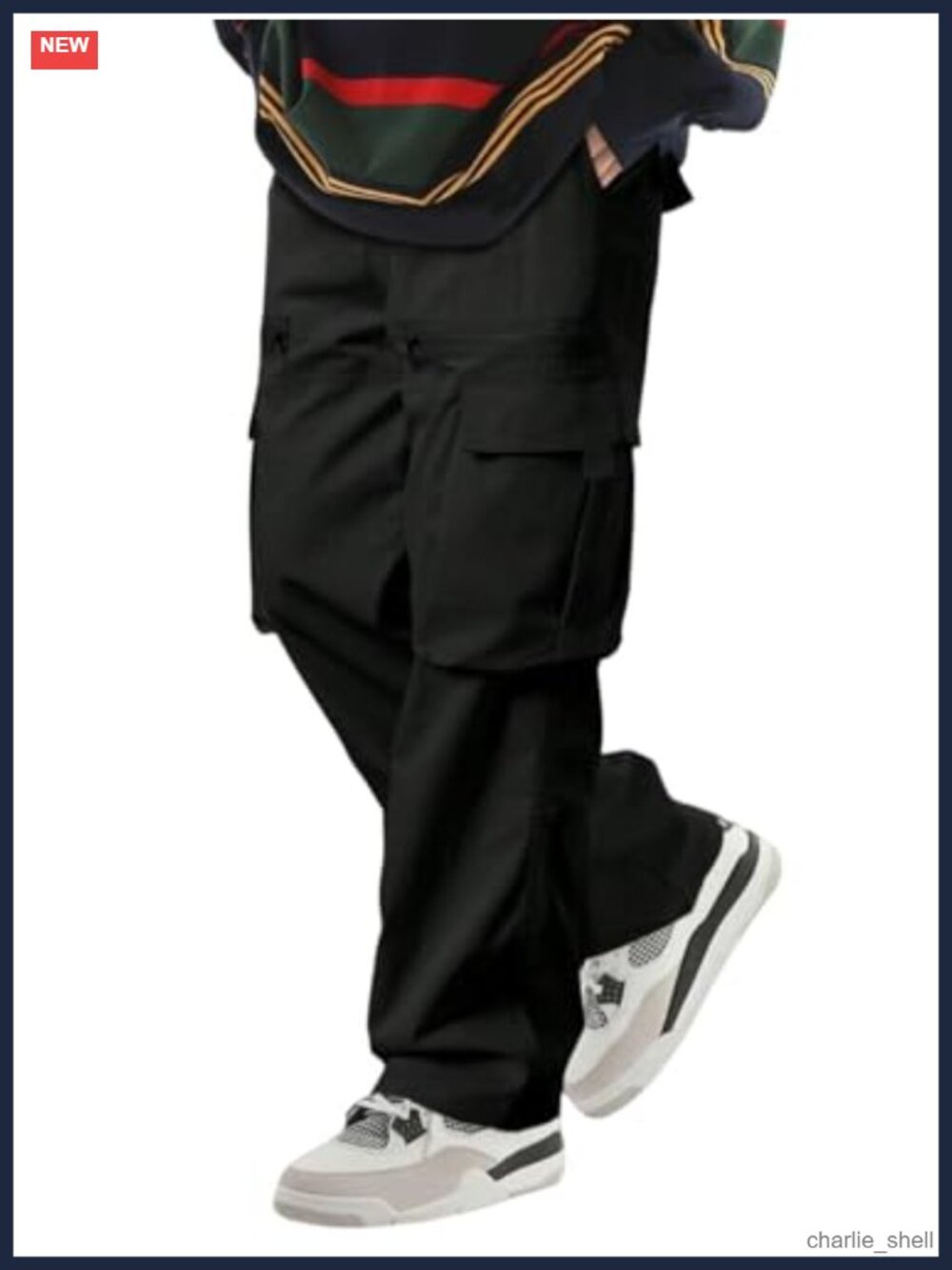 Men's Cargo Pants Loose Fit Drawstring Cotton Straight Leg